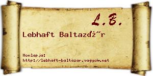 Lebhaft Baltazár névjegykártya